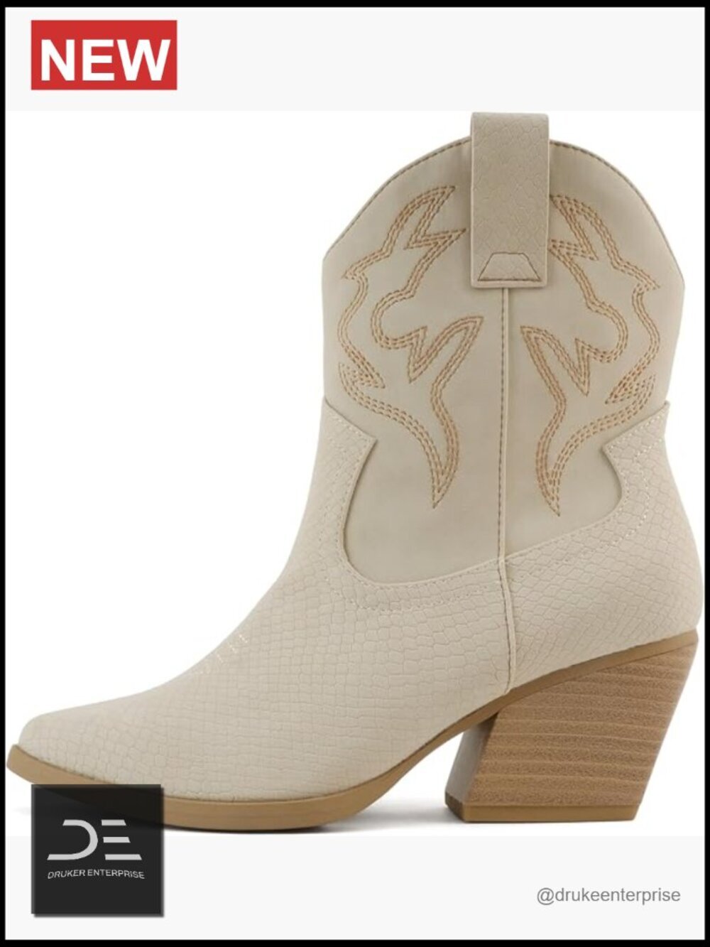 Western Pointe Toe Ankle Bootie with Low Heel